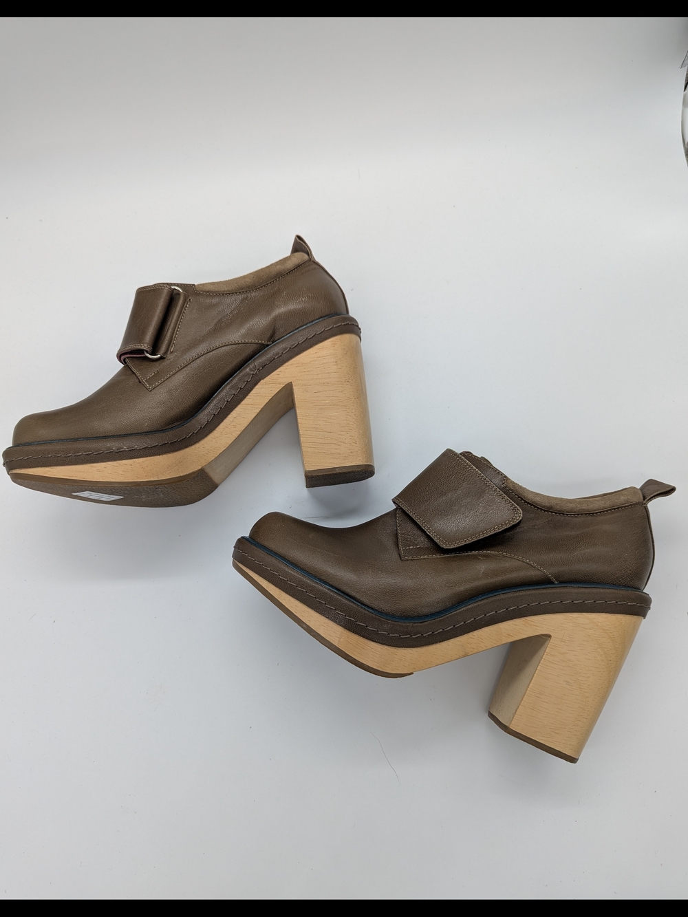 Rachel Comey Women's Leather Platform Wooden Clog Heels US 7.5 Made In Peru Boho